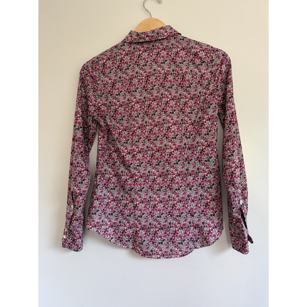 J Crew Liberty Women's Pink Red Floral Button Up Long Sleeve Shirt Colorful Sz 2 - Picture 5 of 6